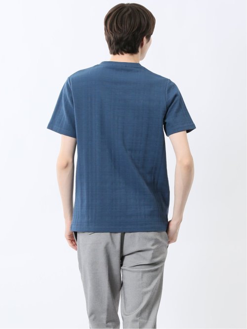 シャドーチェック Vネック半袖Tシャツ