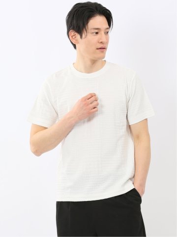 チェック ジャガード クルーネック 半袖 Tシャツ