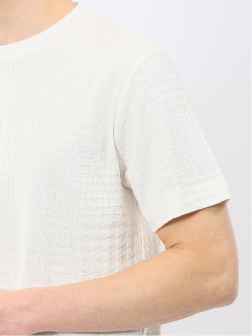 チェック ジャガード クルーネック 半袖 Tシャツ