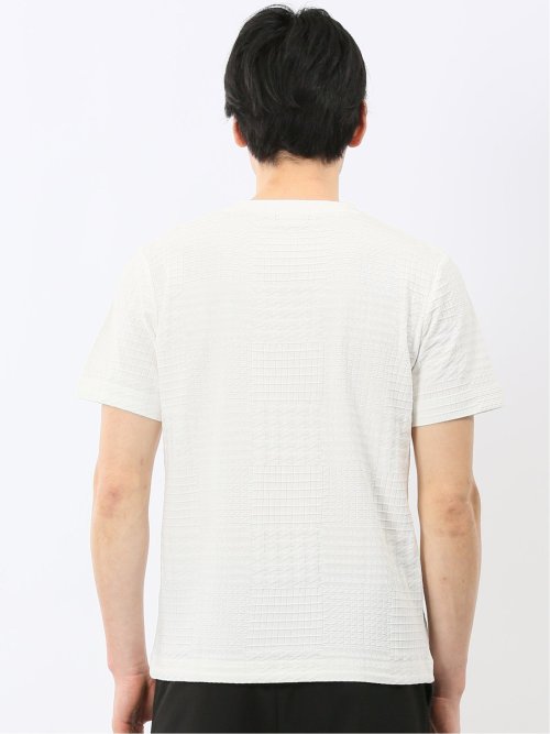 チェック ジャガード クルーネック 半袖 Tシャツ