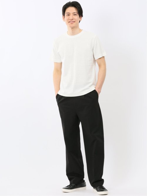 チェック ジャガード クルーネック 半袖 Tシャツ