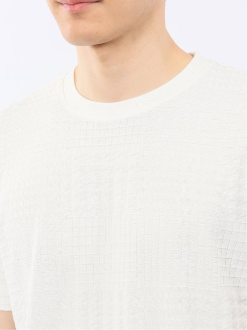 チェック ジャガード クルーネック 半袖 Tシャツ