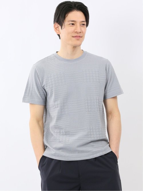 チェック ジャガード クルーネック 半袖 Tシャツ
