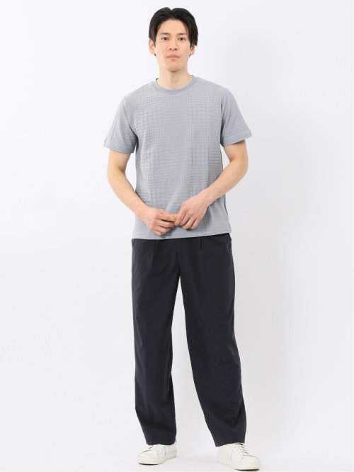 チェック ジャガード クルーネック 半袖 Tシャツ