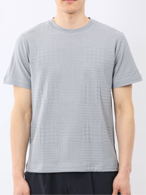 チェック ジャガード クルーネック 半袖 Tシャツ