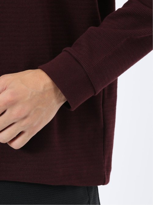 ウェーブジャガード モックネック長袖Tシャツ