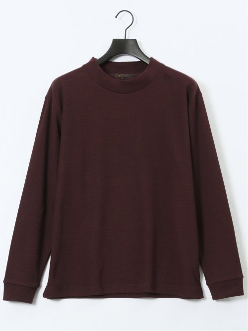 ウェーブジャガード モックネック長袖Tシャツ