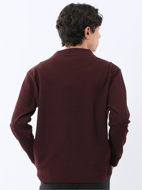 ウェーブジャガード モックネック長袖Tシャツ