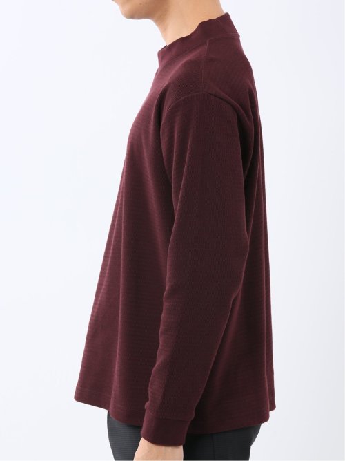 ウェーブジャガード モックネック長袖Tシャツ