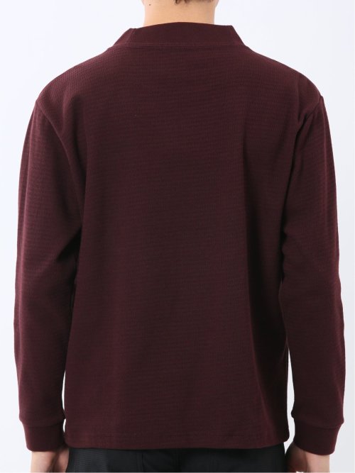 ウェーブジャガード モックネック長袖Tシャツ