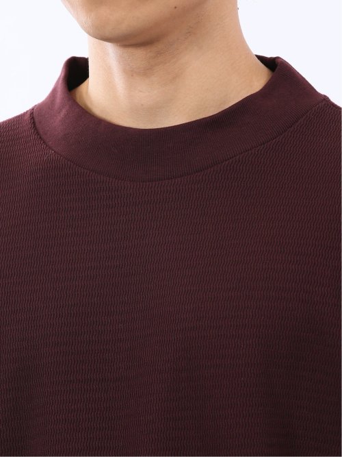 ウェーブジャガード モックネック長袖Tシャツ
