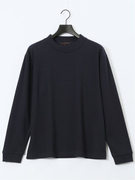 ウェーブジャガード モックネック長袖Tシャツ