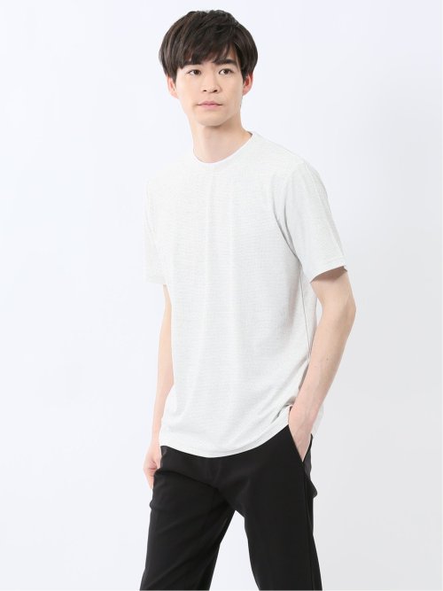 メッシュ かすれプリント クルーネック半袖Tシャツ