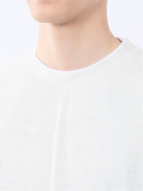 メッシュ かすれプリント クルーネック半袖Tシャツ