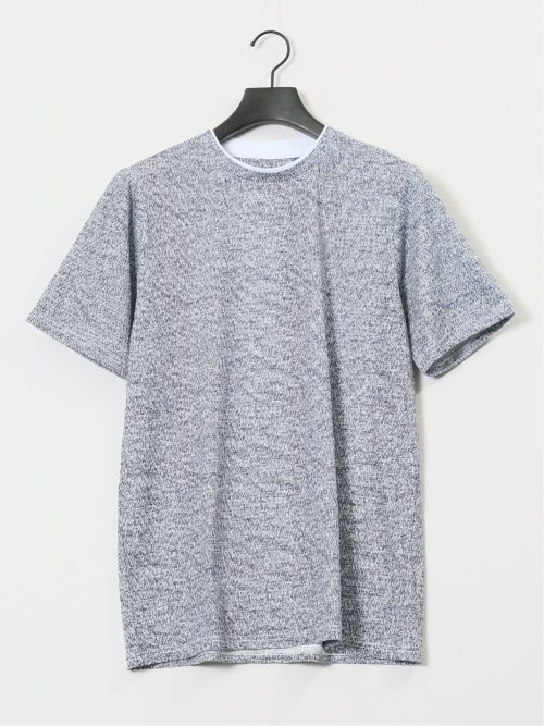 メッシュ かすれプリント クルーネック半袖Tシャツ