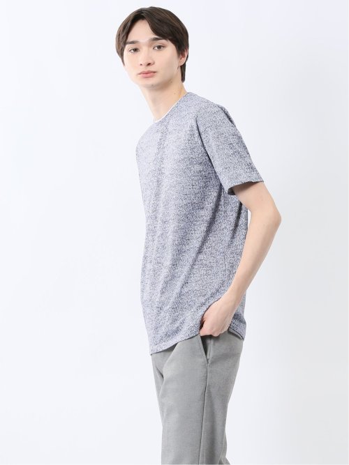 メッシュ かすれプリント クルーネック半袖Tシャツ
