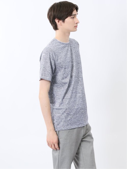 メッシュ かすれプリント クルーネック半袖Tシャツ