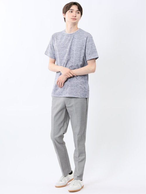 メッシュ かすれプリント クルーネック半袖Tシャツ