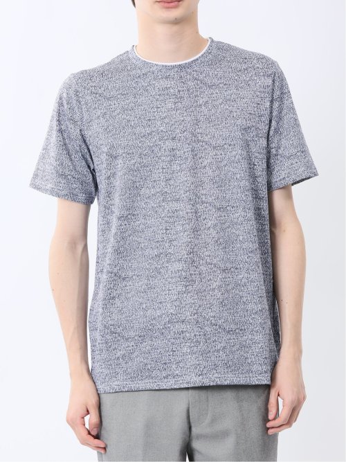 メッシュ かすれプリント クルーネック半袖Tシャツ