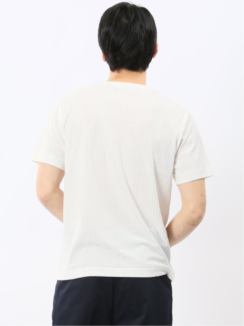 市松 ジャガード Vネック 半袖 Tシャツ