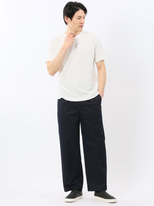 市松 ジャガード Vネック 半袖 Tシャツ