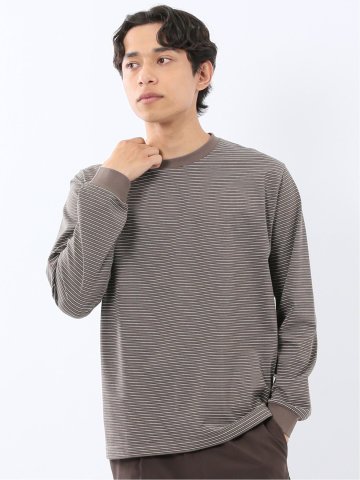 マルチボーダー クルーネック長袖Tシャツ
