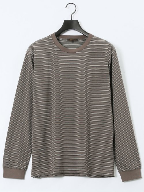 マルチボーダー クルーネック長袖Tシャツ