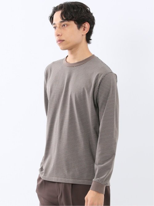 マルチボーダー クルーネック長袖Tシャツ