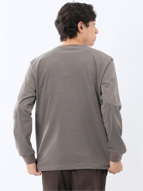 マルチボーダー クルーネック長袖Tシャツ