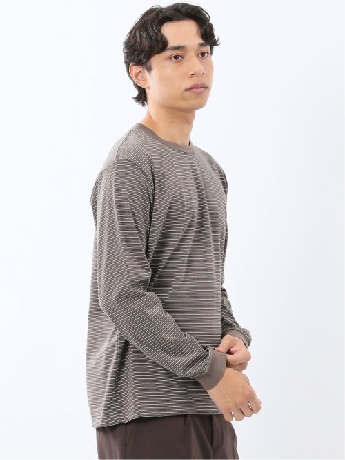 マルチボーダー クルーネック長袖Tシャツ