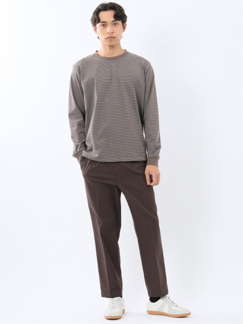 マルチボーダー クルーネック長袖Tシャツ