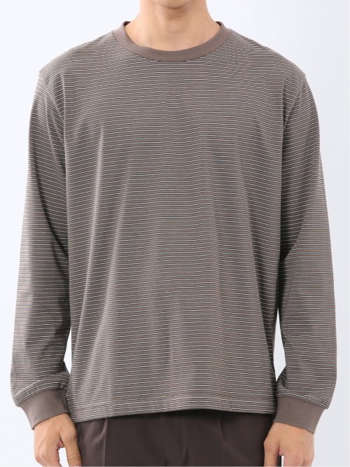 マルチボーダー クルーネック長袖Tシャツ