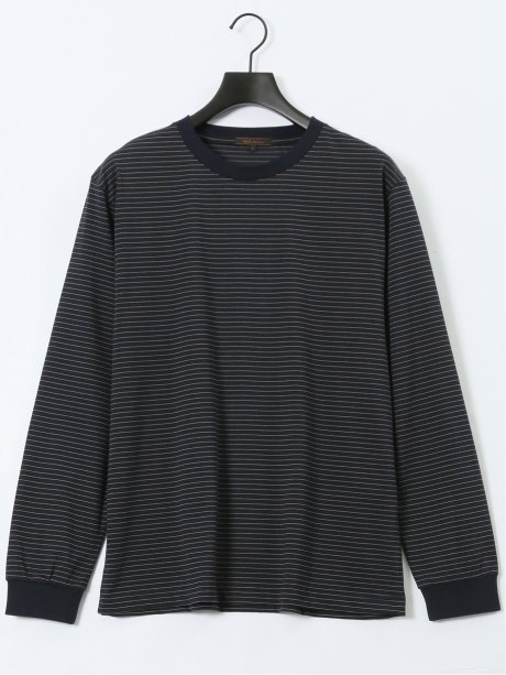 マルチボーダー クルーネック長袖Tシャツ