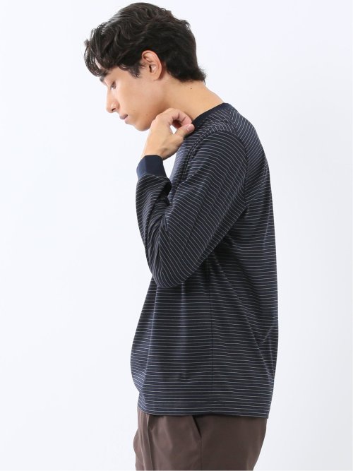 マルチボーダー クルーネック長袖Tシャツ