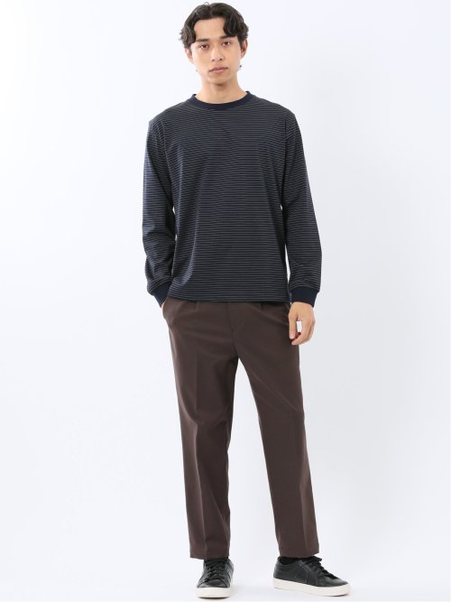 マルチボーダー クルーネック長袖Tシャツ