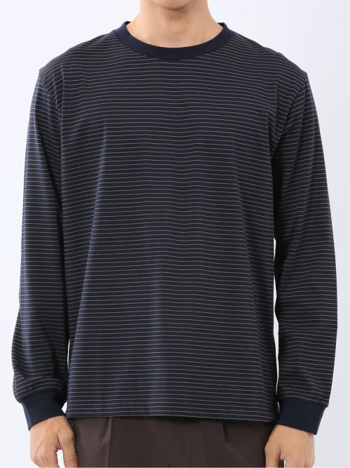 マルチボーダー クルーネック長袖Tシャツ
