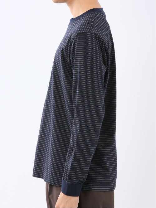 マルチボーダー クルーネック長袖Tシャツ