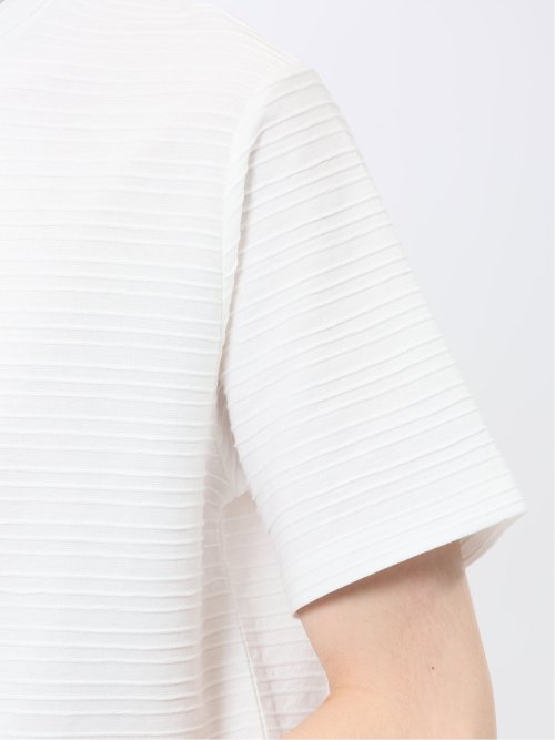 ピンタックボーダー クルーネック半袖Tシャツ