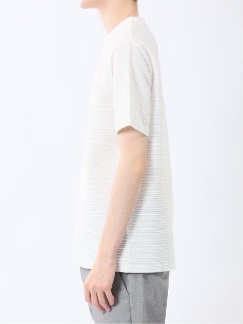 ピンタックボーダー クルーネック半袖Tシャツ