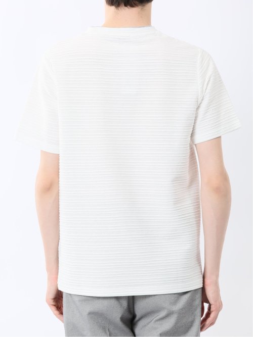 ピンタックボーダー クルーネック半袖Tシャツ