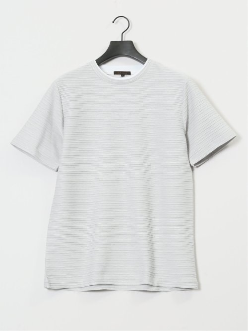 ピンタックボーダー クルーネック半袖Tシャツ