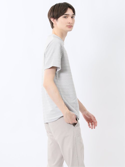 ピンタックボーダー クルーネック半袖Tシャツ
