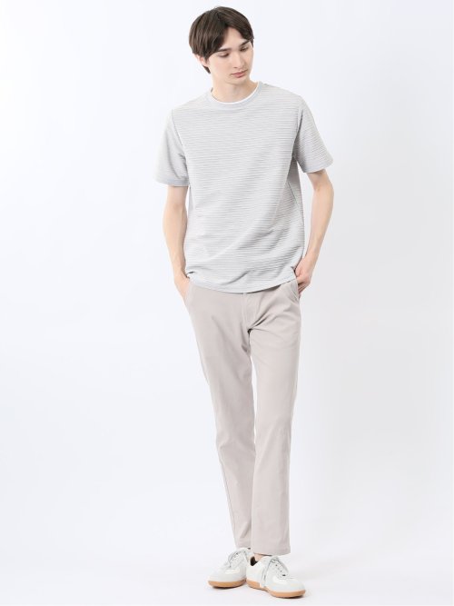 ピンタックボーダー クルーネック半袖Tシャツ