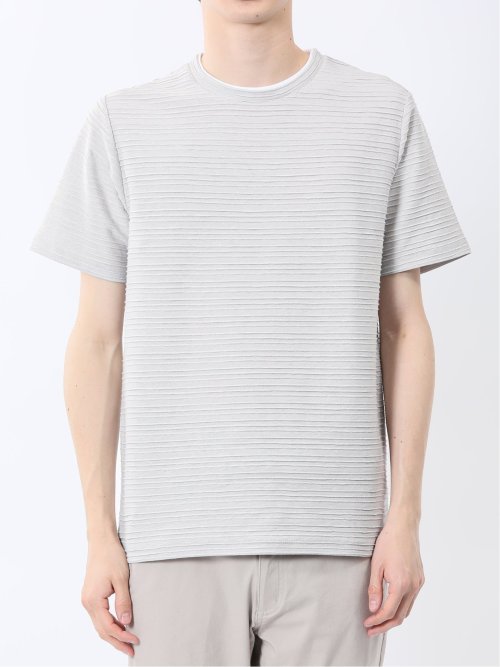 ピンタックボーダー クルーネック半袖Tシャツ