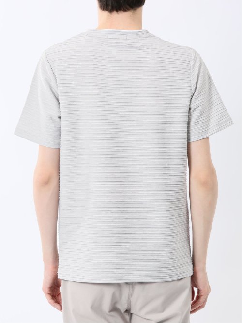 ピンタックボーダー クルーネック半袖Tシャツ