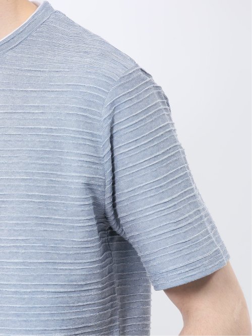 ピンタックボーダー クルーネック半袖Tシャツ