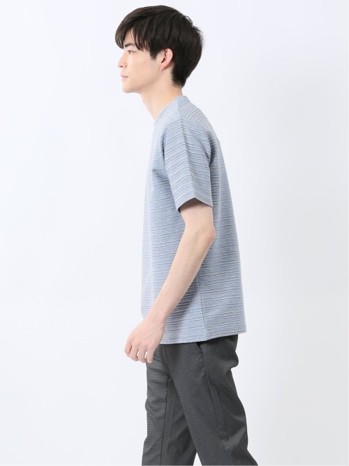 ピンタックボーダー クルーネック半袖Tシャツ