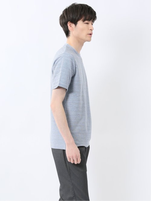 ピンタックボーダー クルーネック半袖Tシャツ