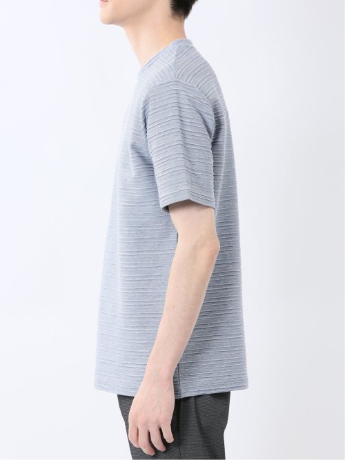 ピンタックボーダー クルーネック半袖Tシャツ