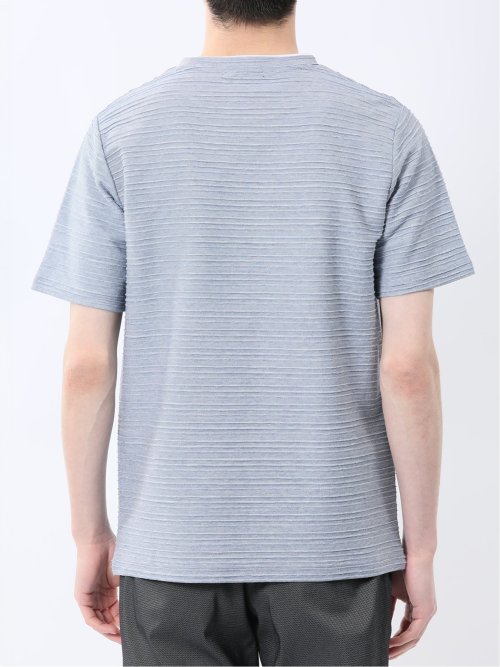 ピンタックボーダー クルーネック半袖Tシャツ